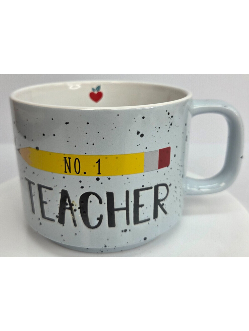 No.1 Teacher Mug Large Pencil Graphic Market Finds MRKT Speckled Ceramic Coffee